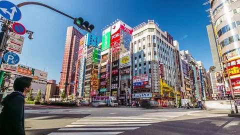 Timelapse rush hour crowd people in Shinjuku district,Tokyo,Japan Stock Footage 82894868