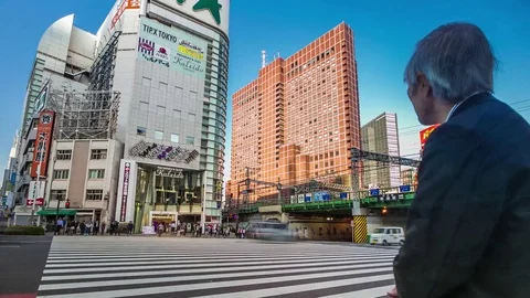 Timelapse rush hour crowd people in Shinjuku district,Tokyo,Japan Stock Footage 82921726
