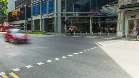 Timelapse rush hour crowd people in Somerset street,Singapore Stock Footage 82925356