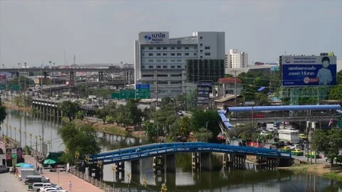 Timelapse rush hour in pathum thani district of Bangkok at night Thailand Stock Footage 229260778