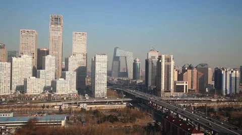 Timelapse of rush hour roads in central business district ,Beijing, China Stock Footage 36912585