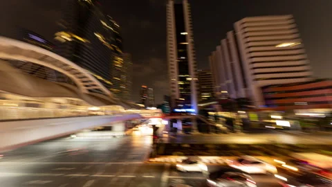 Timelapse of rush hour traffic in central bangkok at night Stock Footage 307772684