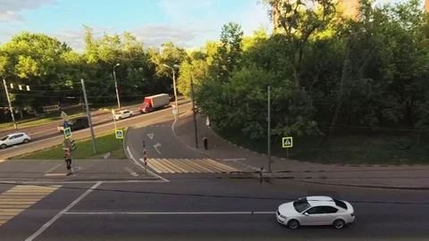 Timelapse Russia Moscow intersection traffic lights cars Stock Footage 79231686