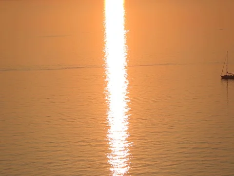 Timelapse sailship at sunset Stock Footage 73609141