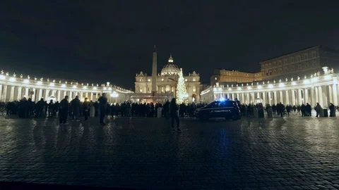 Timelapse - Saint Peter Square The Inauguration of the Christmas Tree Stock Footage 99505515