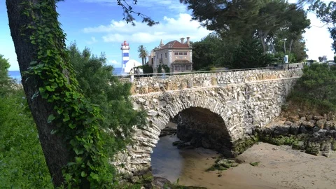 Timelapse of Santa Marta lighthouse, Cascais, Portugal Stock Footage 90766410
