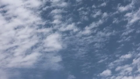 Timelapse of Scattered Altocumulus Clouds Moving Across Blue Sky Stock Footage 346270466