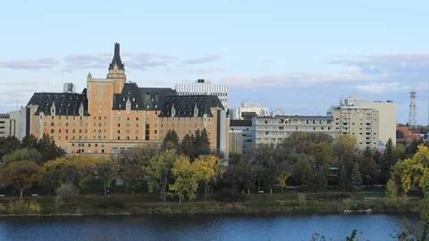 Timelapse scene of the Saskatoon downtown 4K Stock Footage 120020147