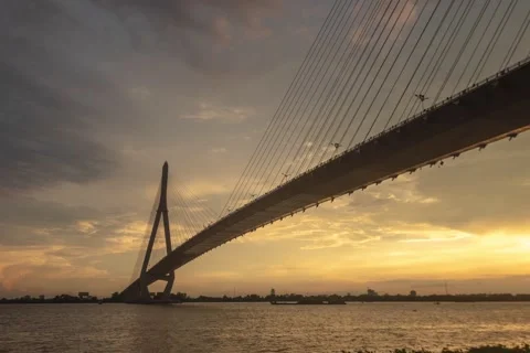 Timelapse scene of sunset on the banks of Hau river Video stock 200069748