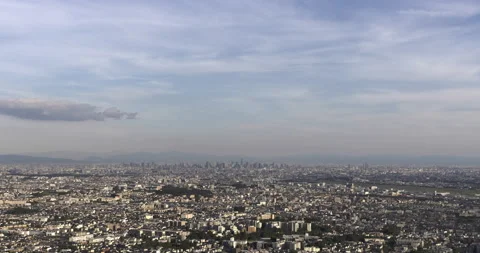 TimeLapse - Scenery from evening to night Osaka, Japan. Bird's-eye view. FIX. Stock Footage 160636658