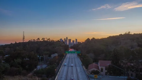 Timelapse of the scenic view on Downtown Los Angeles Stock Footage 88933882