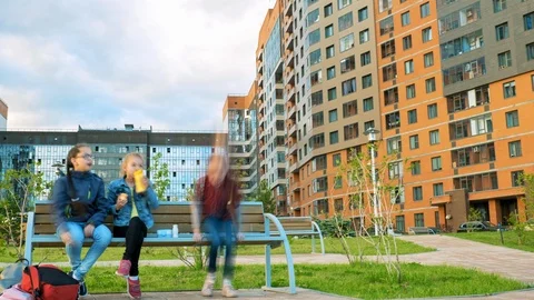 Timelapse School lunch break 스톡 동영상 114111260