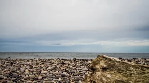 Timelapse of a Scottish beach in Stonhaven Stock Footage 128065451