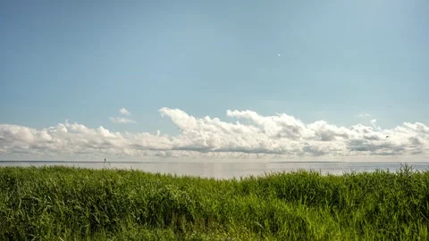 Timelapse Of Sea And Clouds With Blue Sky Stock Footage 245266727
