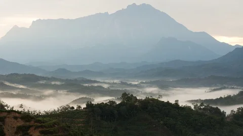 Timelapse of Sea of Clouds With Mount Kinabalu as Background Stock Footage 96316258