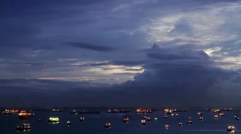 Timelapse sea ships Видео 11610896