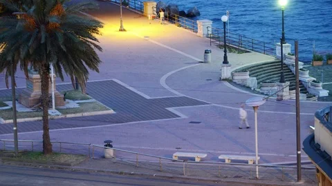 Timelapse on the seafront  in the evening Stock Footage 95746329