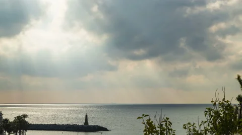 Timelapse of  seascape and a lighthouse. Stock Footage 46624379
