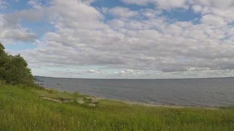 Timelapse of seascape  with drifting clouds Stock Footage 135263931