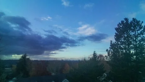 Timelapse of Seattle cloudy skyline view on sunny day. Stock Footage 144517851