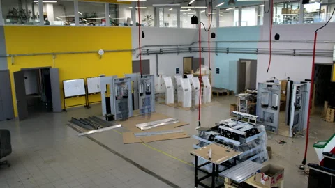 Timelapse of self service terminals assembling at plant Stock Footage 205612383