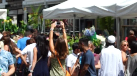 Timelapse Sequence Crowd walking through London's Columbia Road Flower Market. Stock Footage 40468185
