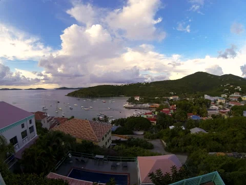 A timeLapse sequence of Cruz bay and St. Johns Stock Footage 42154618