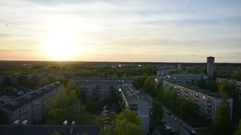 A Timelapse of Setting Sun in an Urban Post Soviet Setting Stock Footage 292284748