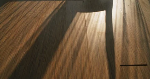 Timelapse, Shadow and light on the parquet flooring. Floorlamp, curtains Stock Footage 113471435