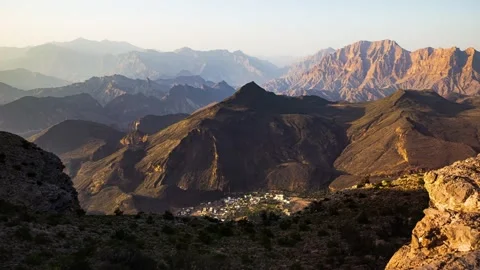 Timelapse Shadow Of Sunset Falling On Massive Mountain in Oman. Stock Footage 241678832