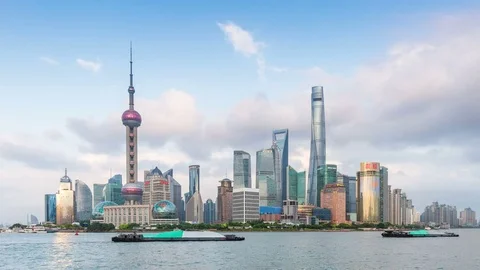 Timelapse of Shanghai Pudong viewed,circa AUGUST 2016 in Shanghai,China. Stock Footage 74399254