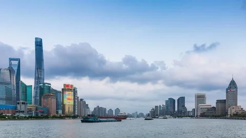 Timelapse of Shanghai Pudong viewed,circa AUGUST 2016 in Shanghai,China. Video stock 74399301