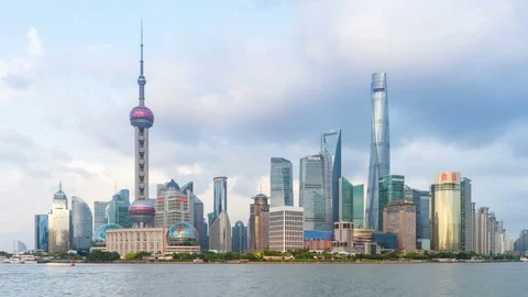 Timelapse of Shanghai Pudong viewed,circa AUGUST 2016 in Shanghai,China. Video stock 74399797