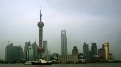 Timelapse Shanghai skyline Video stock 11592182