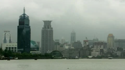 Timelapse Shanghai skyline Video stock 11592186