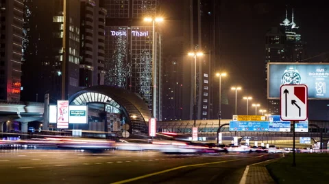 Timelapse Of Sheikh Zayed Road In Dubai At Summer Night Stock Footage 65925226