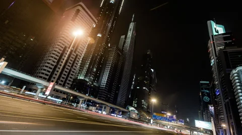 Timelapse Of Sheikh Zayed Road At Dusk, Dubai Stock Footage 65925853
