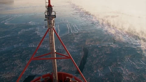 Timelapse - Ship Bow Cutting Ice in Okhotsk Sea, Russia Video stock 315002778