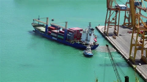 A timelapse of a ship docking Stock Footage 68682270