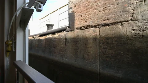 Timelapse of a ship going down in a lock ProRes 4K Stock Footage 164376183