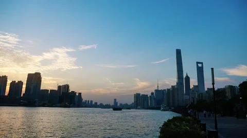 Timelapse: Ship moving fast in Huangpu river,shanghai with blue sky Stock Footage 50408872