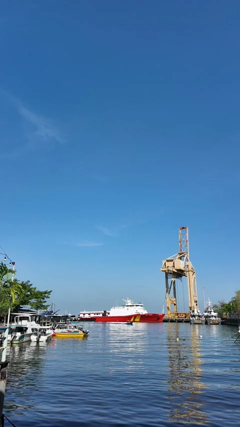 Timelapse of Ships Anchored at a Small Harbor Near Losari Beach Stock Footage 320238417