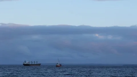 Timelapse ships on ocean Stock Footage 77046060