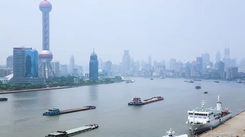 Timelapse of ships, Shanghai Stock Footage 71106635