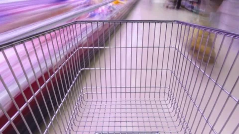 Timelapse of a Shopping Cart In a Supermarket Stock Footage