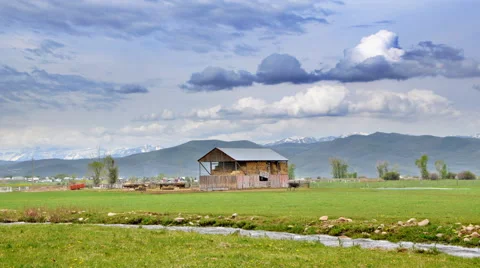 Timelapse shot of backhoe barn in Utah. Stock Footage 52327722