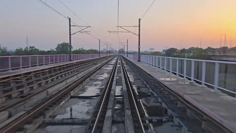 A Timelapse Shot of Delhi Metro Train Moving from Tunnel Stock Footage 332886636