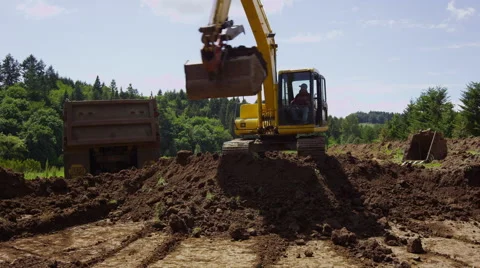 Timelapse shot of excavator digging Stock Footage 47508836
