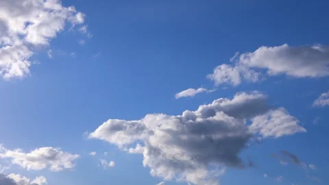 Timelapse shot of the movement of clouds in the blue sky. 4K Stock Footage 314423396