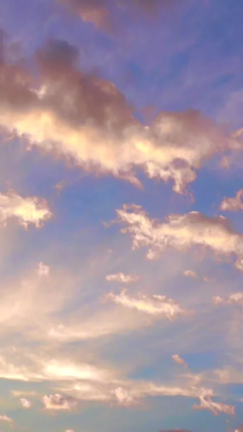 Timelapse shot of the movement of clouds at sunset. Autumn sky at magic hour. Stock Footage 305643865